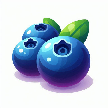 Blueberry fruit with leaves isolated on white background. Vector illustration.のイラスト素材