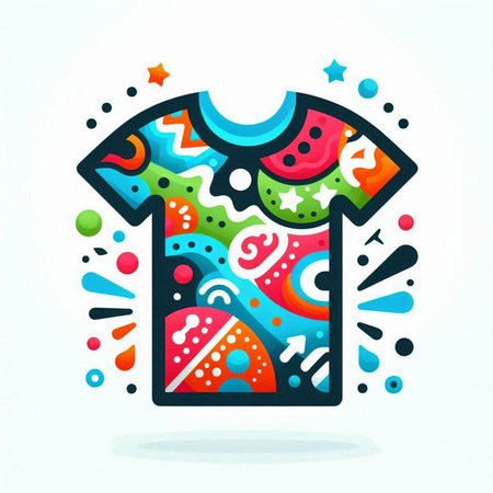Colorful t-shirt with doodle pattern. Vector illustration.のイラスト素材