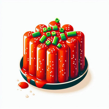 Illustration of a red velvet cake with a green bow on topのイラスト素材