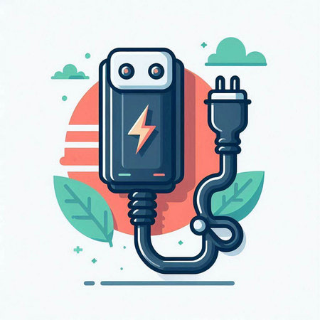 Charging battery. Battery charge. Flat style. Vector illustration.のイラスト素材