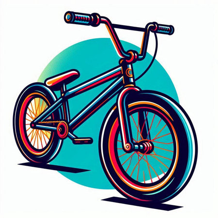 Vector illustration of a bicycle on a background of the blue sky.のイラスト素材
