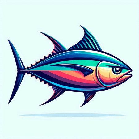 Tuna fish vector illustration on white background. Seafood symbol.のイラスト素材