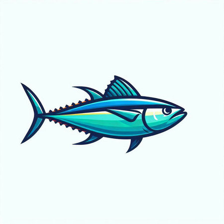 Tuna logo. Vector illustration of a tuna fish isolated on white background.のイラスト素材