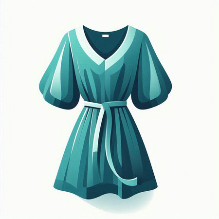Illustration of a blue dress on a mannequin isolated on white backgroundのイラスト素材