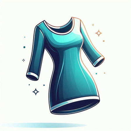 Illustration of a blue dress on a white background, vector illustrationのイラスト素材