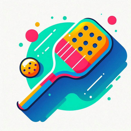 Paddle tennis flat icon on colorful abstract background. Vector illustration.のイラスト素材