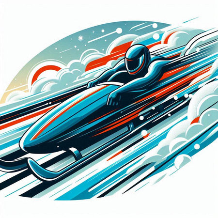 Vector illustration of a man driving a racing car in the sky.のイラスト素材