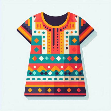 T-shirt design. Colorful ethnic patterned blouse.のイラスト素材