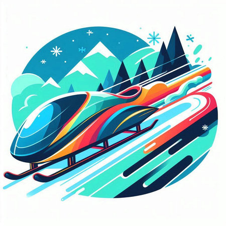 snowmobile on the background of the mountains. vector illustration.のイラスト素材