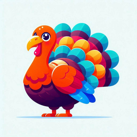 Cartoon turkey on a white background. Colorful vector illustration.のイラスト素材