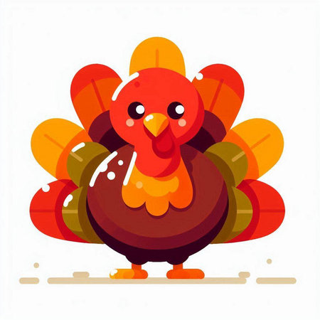 Vector illustration of a turkey on a white background. Happy Thanksgiving Day.のイラスト素材
