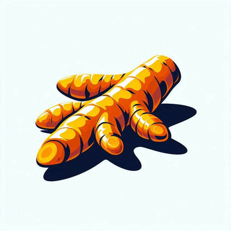Turmeric root on a white background. Vector illustration in retro style.のイラスト素材