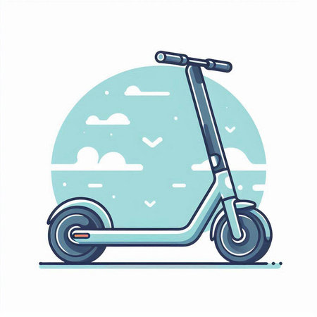 Modern electric scooter in flat style. Vector illustration on white background.のイラスト素材
