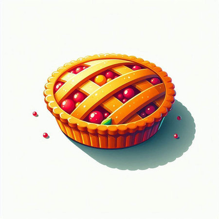 Sweet cherry pie on white background. Vector illustration. Eps 10.のイラスト素材