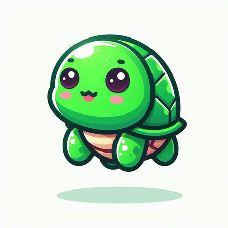 Cute cartoon turtle. Vector illustration isolated on a white background.のイラスト素材