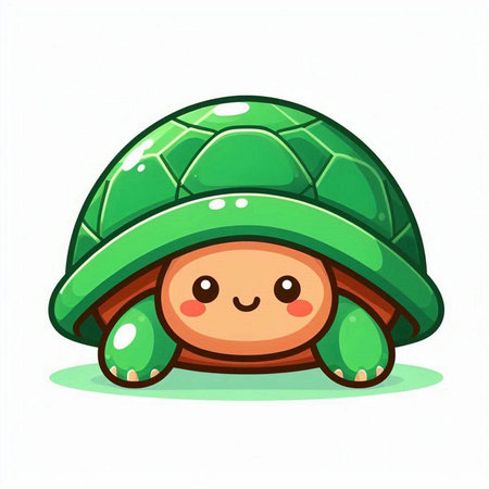 Cute cartoon turtle. Vector illustration isolated on a white background.のイラスト素材