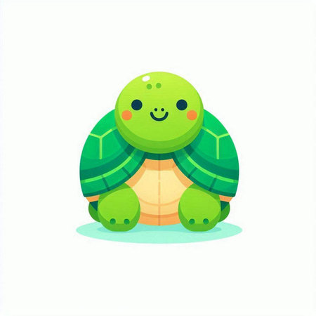 Cute cartoon turtle isolated on a white background. Vector illustration.のイラスト素材