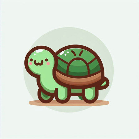 Cute cartoon turtle vector icon, flat design. Vector illustration.のイラスト素材