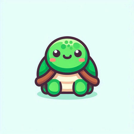 Cute Turtle Mascot Character Vector Icon Illustration Design.のイラスト素材