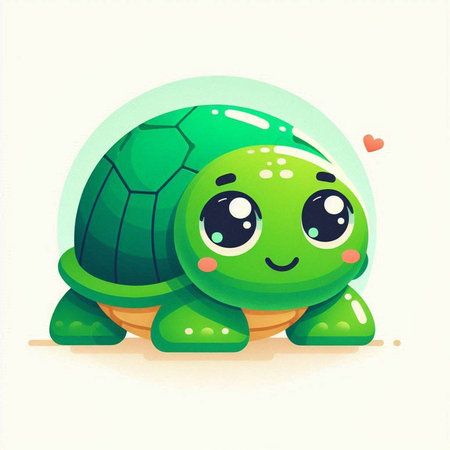 Cute cartoon turtle. Vector illustration isolated on a white background.のイラスト素材