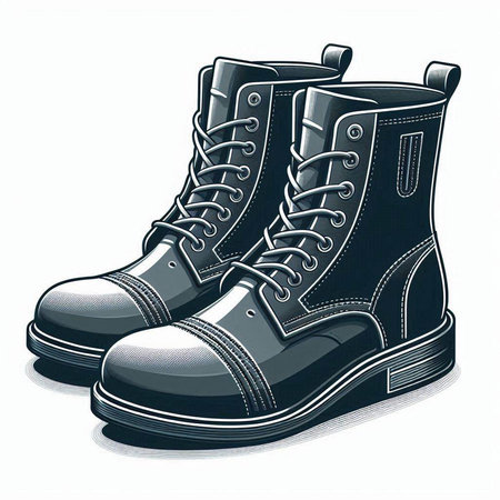Vector illustration of a pair of winter boots on a white background.のイラスト素材