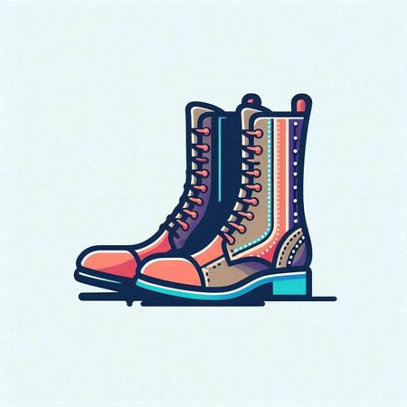 Hiking boots. Vector illustration of a pair of hiking boots.のイラスト素材