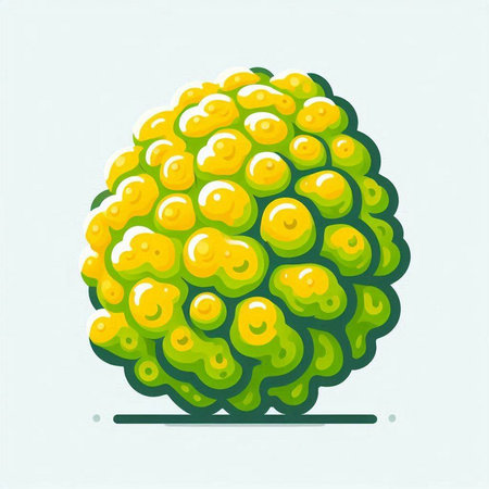 Illustration of a green bergamot on a light backgroundのイラスト素材