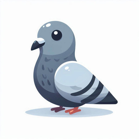 Pigeon isolated on a white background. Vector illustration in cartoon style.のイラスト素材