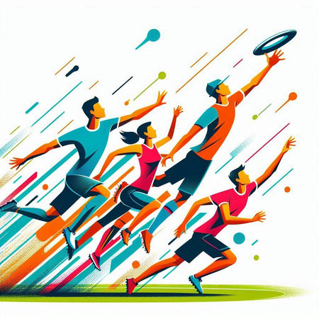 Group of people playing badminton. Sport illustration. Vector illustration.のイラスト素材