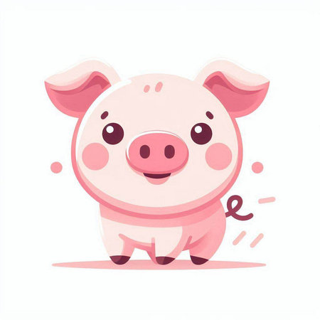 Cute cartoon pig. Vector illustration isolated on a white background.のイラスト素材
