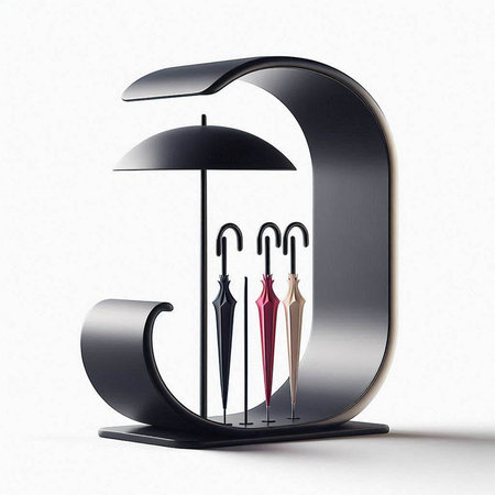 Black umbrella on white background. 3D rendering. Illustration.のイラスト素材