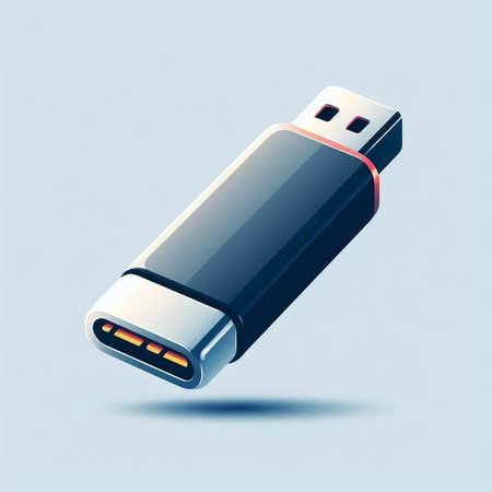Illustration of a USB flash drive isolated on a white background.のイラスト素材