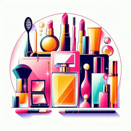 Vector illustration of cosmetics in the flat style on a white background.のイラスト素材