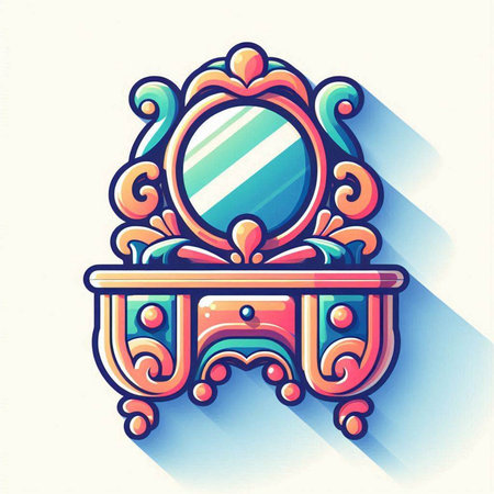 Furniture icon with mirror. Vector illustration in retro style.のイラスト素材