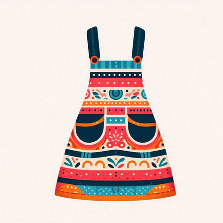 Cute colorful dress with tribal pattern. Vector illustration for your designのイラスト素材