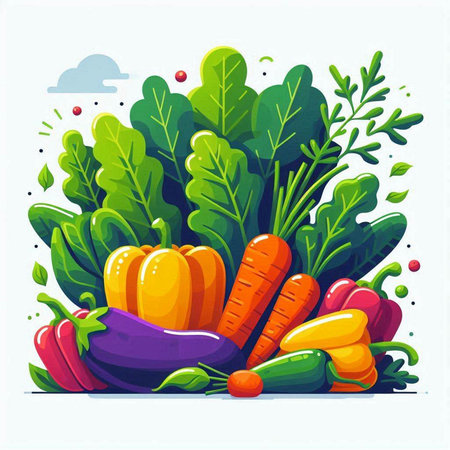Vegetables. Vector illustration of fresh vegetables. Vegetarian food.のイラスト素材