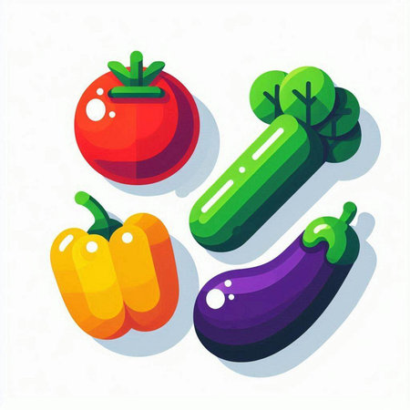 Vegetables set in flat style. Vector illustration on white background.のイラスト素材