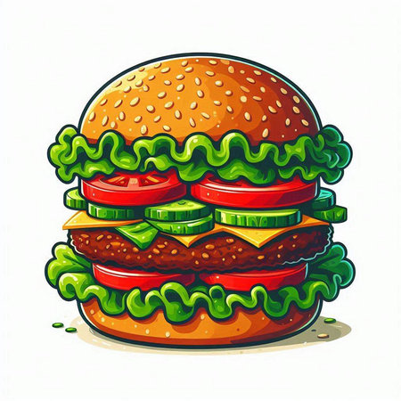 Hamburger isolated on white background. Fast food vector illustration.のイラスト素材