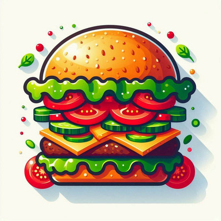 Hamburger. Vector illustration of fast food on white background.のイラスト素材
