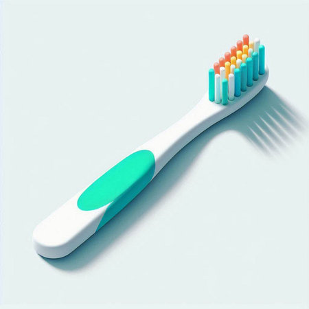 Toothbrush with toothpaste on blue background. 3d illustrationのイラスト素材