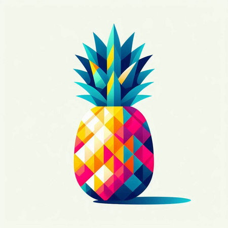 Pineapple with colorful geometric background. Vector illustration. Eps 10.のイラスト素材