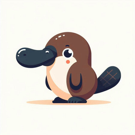 Cute cartoon platypus. Vector illustration on white background.のイラスト素材