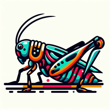 Vector illustration of grasshopper on white background. Insect symbol.のイラスト素材
