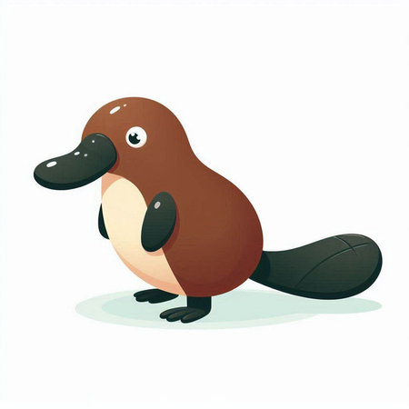 Cute cartoon platypus isolated on white background. Vector illustration.のイラスト素材