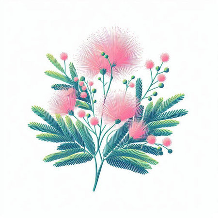 beautiful flowers with branches and leafs isolated icon vector illustration designのイラスト素材