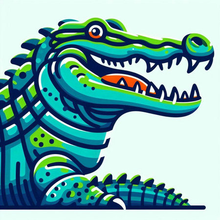 Crocodile vector illustration. Colorful cartoon crocodile.のイラスト素材