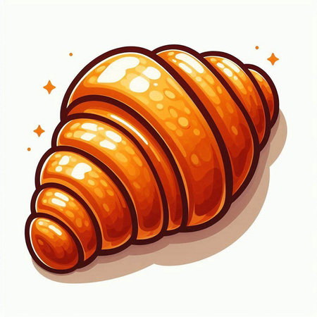 Illustration of a cartoon croissant on a white background.のイラスト素材