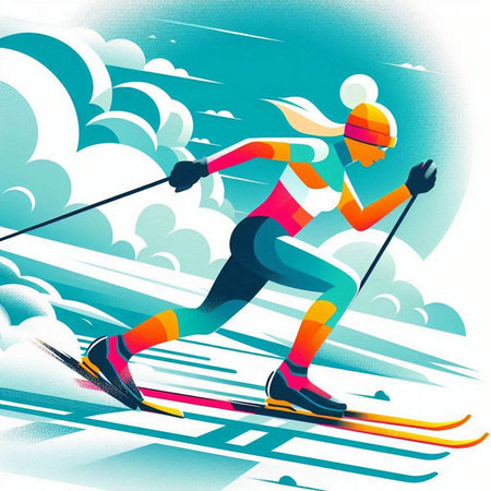 Cross-country skiing. Vector illustration. Cross-country skiing.のイラスト素材