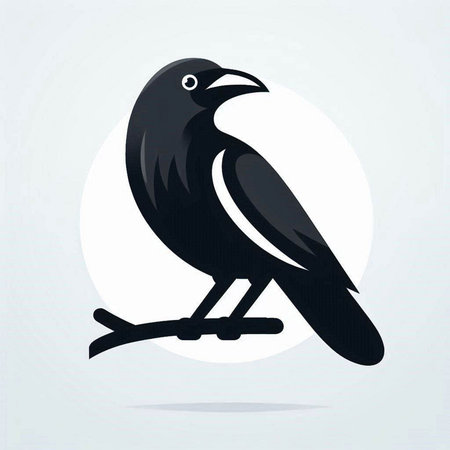 Black crow on a white background. Vector illustration for your design.のイラスト素材