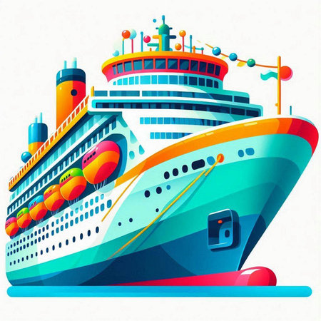 Cruise ship on the water. Vector illustration. Eps 10.のイラスト素材